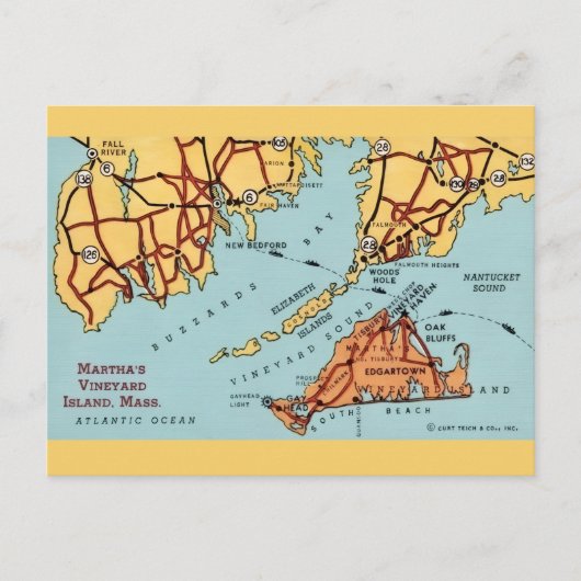 Carte postale du littoral de Martha's Vineyard (Devant)