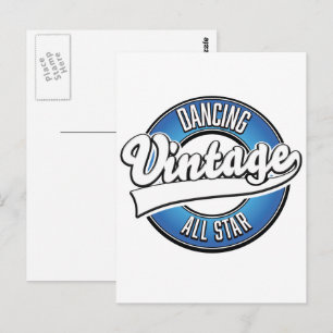 Carte postale du logo de la star de la danse vinta