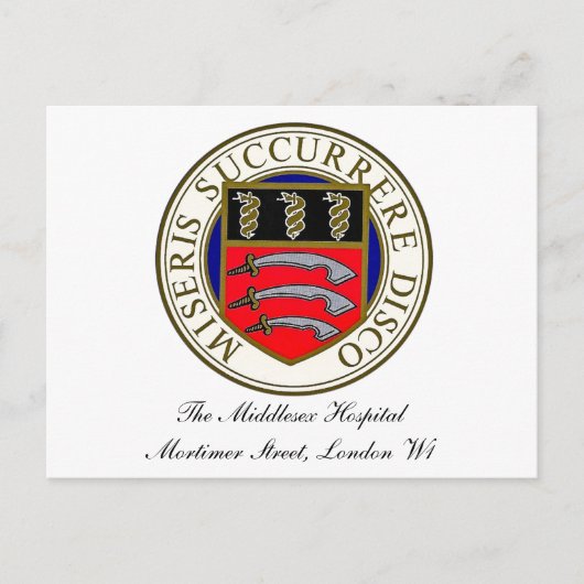 Carte postale du logo du Middlesex Hospital (Devant)