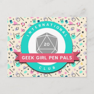 Carte postale du logo geek Girl Pen Pals