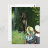 Carte postale du loup du petit chaperon rouge (Devant / Derrière)