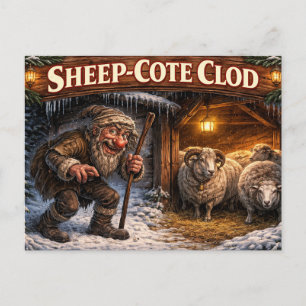Carte postale du lutin de Noël islandais Sheep Cot