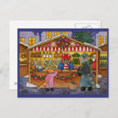 Carte postale du marché de jouets de Noël Cute Cat (Devant / Derrière)