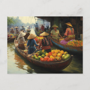 Carte postale du marché flottant du Vietnam