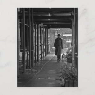 Carte postale du marcheur de chiens d'hiver NYC