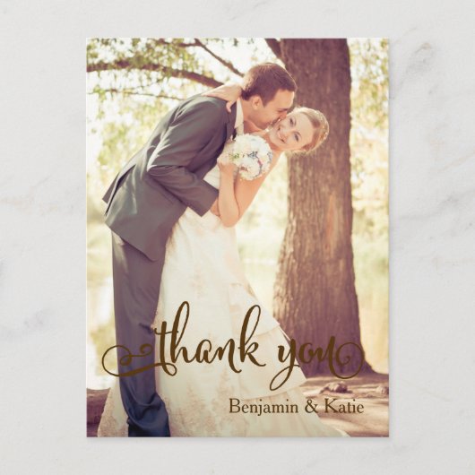 Carte postale du Mariage Brown de typographie Merc (Devant)