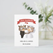 Carte postale du Mariage Owl juste marié (Debout devant)