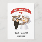 Carte postale du Mariage Owl juste marié (Devant)