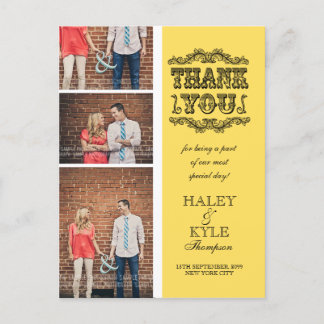 Carte postale du Mariage photo Jaune tendance Merc