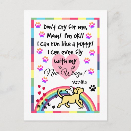 Carte postale du mémorial de trot du Labrador jaun (Devant)