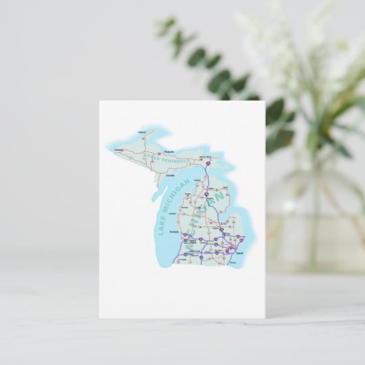 Carte postale du Michigan Interstate Map (Debout devant)