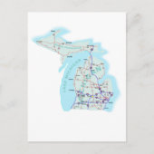 Carte postale du Michigan Interstate Map (Devant)