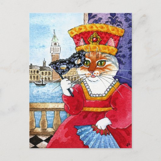 Carte postale du mignon chat Carnaval de Venise ou (Devant)