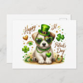 Carte postale du mignon St. Patrick's Day Chiot (Devant / Derrière)