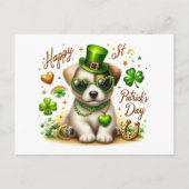 Carte postale du mignon St. Patrick's Day Chiot (Devant)