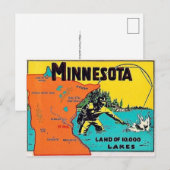 Carte postale du Minnesota 10 000 lacs (Devant / Derrière)