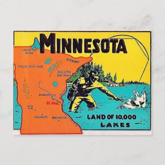 Carte postale du Minnesota 10 000 lacs (Devant)