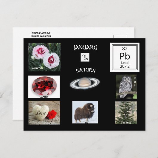 carte postale du mois de naissance de janvier Capr (Devant / Derrière)