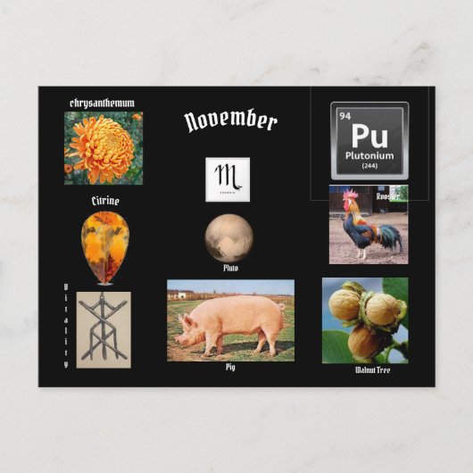 Carte postale du mois de naissance du Scorpion de  (Devant)