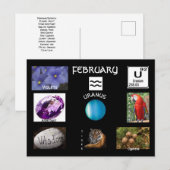 Carte postale du mois de naissance février Verseau (Devant / Derrière)