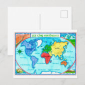 Carte postale du monde colorée (Devant / Derrière)