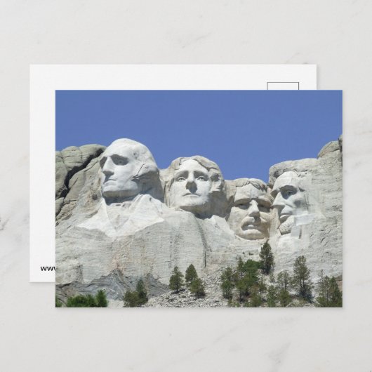 Carte postale du Mont Rushmore (Devant / Derrière)