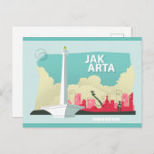 Carte postale du Monument National d'Indonésie (Devant / Derrière)