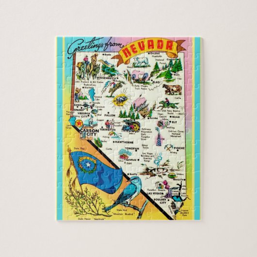 Carte postale du Nevada 8x10 Puzzle (Vertical)