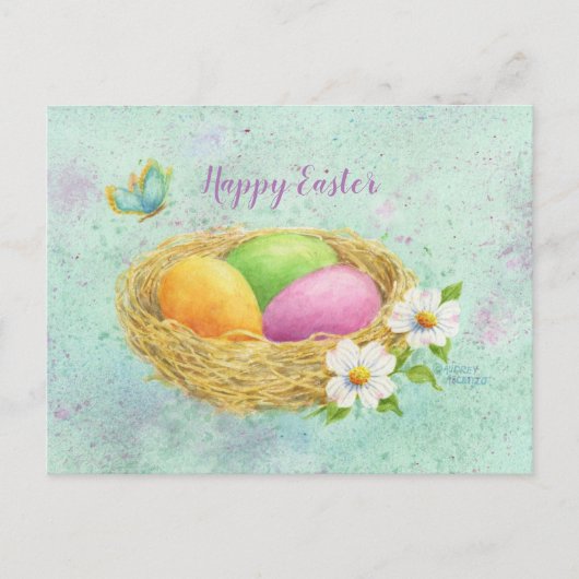 Carte postale du nid d'oeufs de Pâques (Devant)