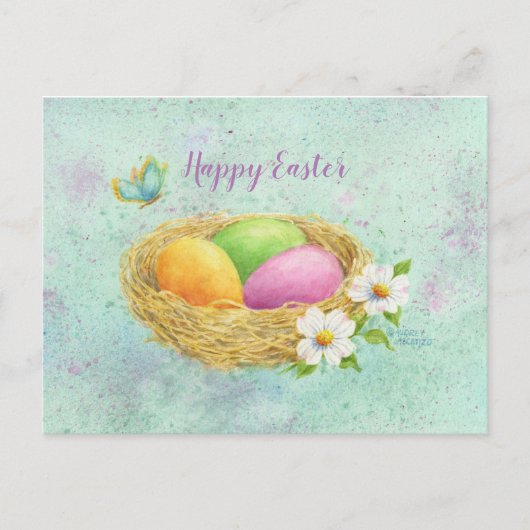 Carte postale du nid d'oeufs de Pâques (Devant)