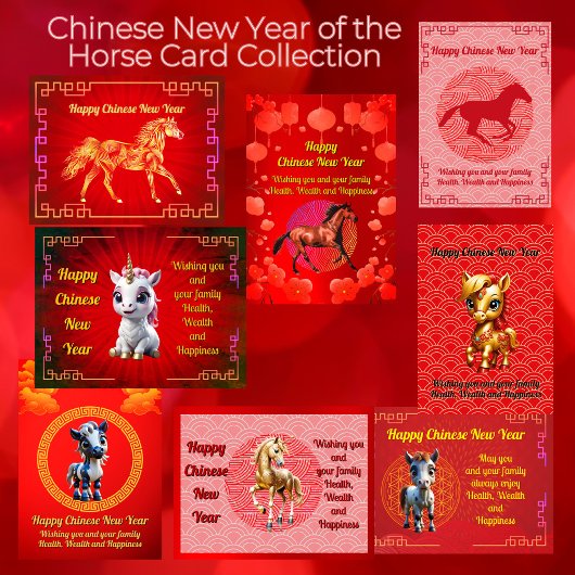 Carte postale du Nouvel An Chinois du Cheval d'Or