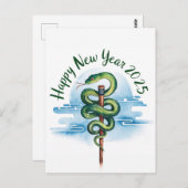 Carte Postale Du Nouvel An Chinois Du Serpent À Bo (Devant / Derrière)