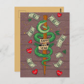 Carte Postale Du Nouvel An Chinois Du Serpent À Bo (Devant / Derrière)