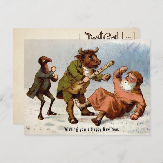 Carte postale du Nouvel An victorien A-Strike (Devant / Derrière)