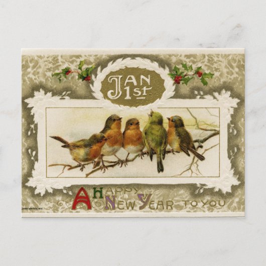 Carte postale du Nouvel An vintage (Devant)