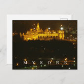Carte postale du palais de Mysore en Inde la nuit (Devant / Derrière)