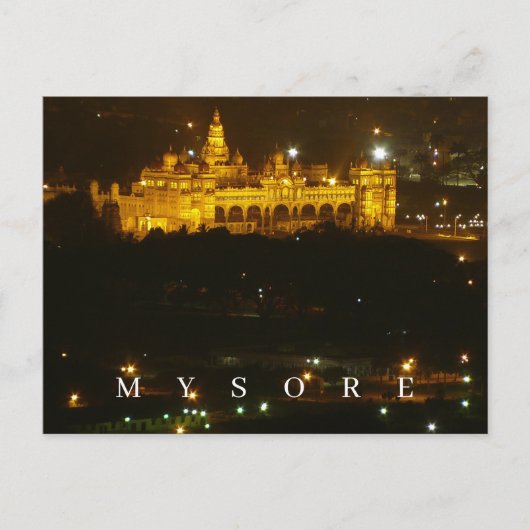 Carte postale du palais de Mysore en Inde la nuit (Devant)