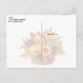 Carte postale du panier Citrouille de Thanksgiving (Dos)