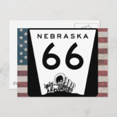 Carte postale du panneau de la route 66 Nebraska (Devant / Derrière)