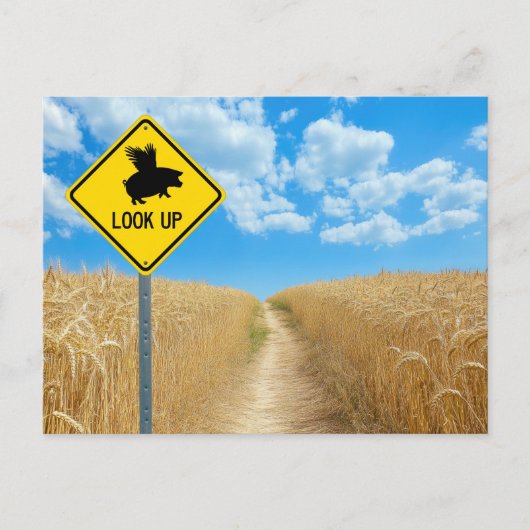 Carte postale du panneau du cochon volant (Devant)