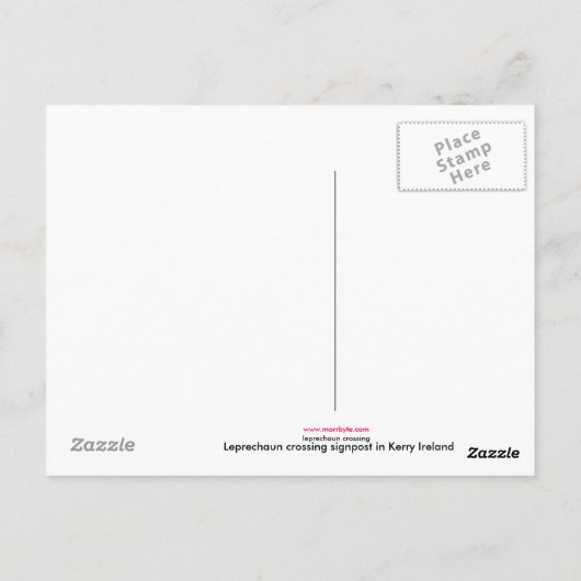 carte postale du panneau leprechaun (Dos)