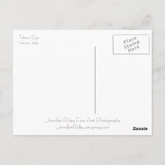 Carte postale du panneau Tabacci (Dos)