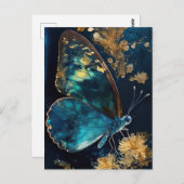 Carte postale du papillon de nuit papillon bleu (Devant / Derrière)