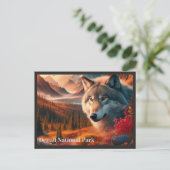 Carte postale du parc d'État Denali Wolf Sunset (Debout devant)