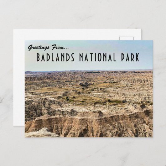 Carte postale du parc national Badlands (Devant / Derrière)