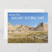 Carte postale du parc national Badlands (Devant / Derrière)
