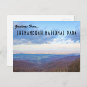 Carte postale du parc national de Shenandoah (Devant / Derrière)