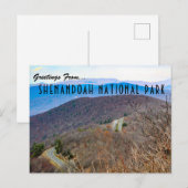 Carte postale du parc national de Shenandoah (Devant / Derrière)
