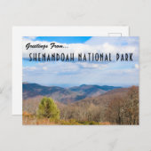 Carte postale du parc national de Shenandoah (Devant / Derrière)