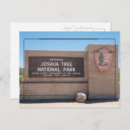 Carte postale du parc national Joshua Tree (Devant / Derrière)